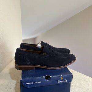 STAFFORD MENS DEAN ORTHOLITE SUEDE LOAFERS  NAVY BLUE  GENUINE LEATHER SIZE ‎ 10